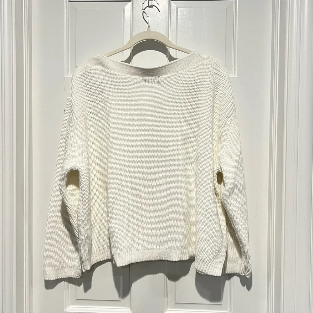 Quince 100% Organic Cotton Fisherman Boatneck Sweater Ivory XL - Picture 5 of 7